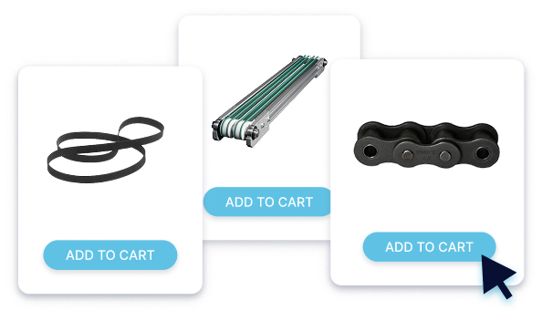 Assorted warehouse parts with Fidus label and third-party brands